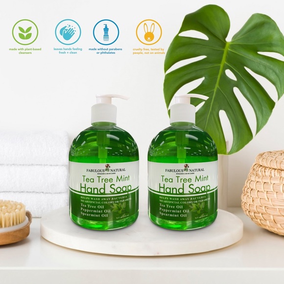 Set of 2 Tea Tree Gentle Foaming Hand Soap Pump Lid 16.9oz 500ml NEW - Picture 2 of 6